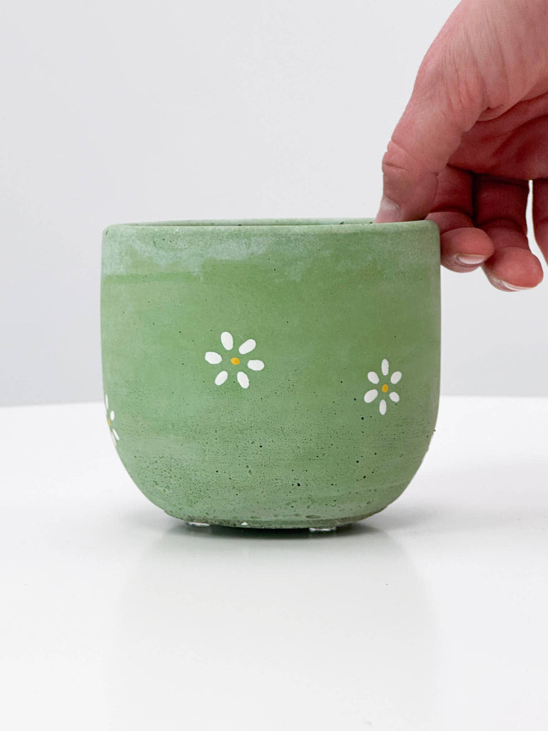 Bell Planter Painted - 4" | Plant Pot With Drainage Hole - Terra Cotta with Arches
