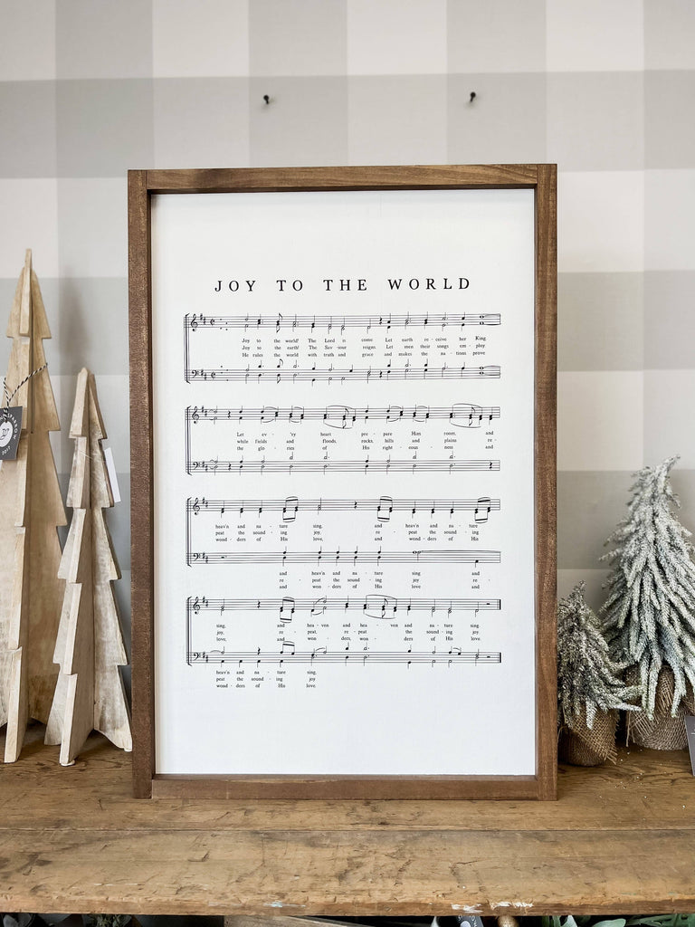 Joy to the World Hymn | Christmas Wall Decor Made in the USA - Dark Walnut / 13x17"