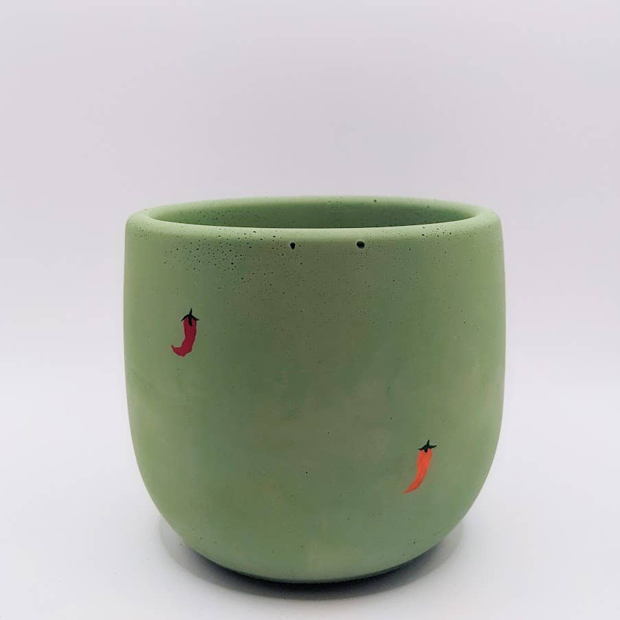 Bell Planter Painted - 4" | Plant Pot With Drainage Hole - Terra Cotta with Arches