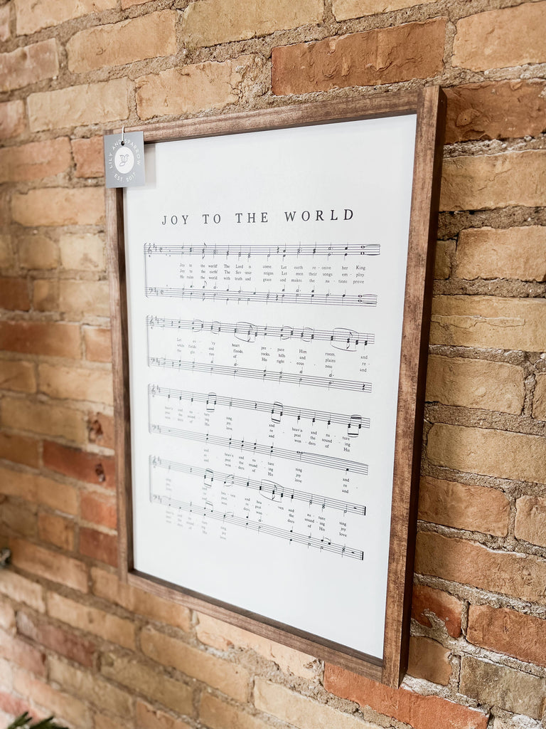 Joy to the World Hymn | Christmas Wall Decor Made in the USA - Dark Walnut / 13x17"