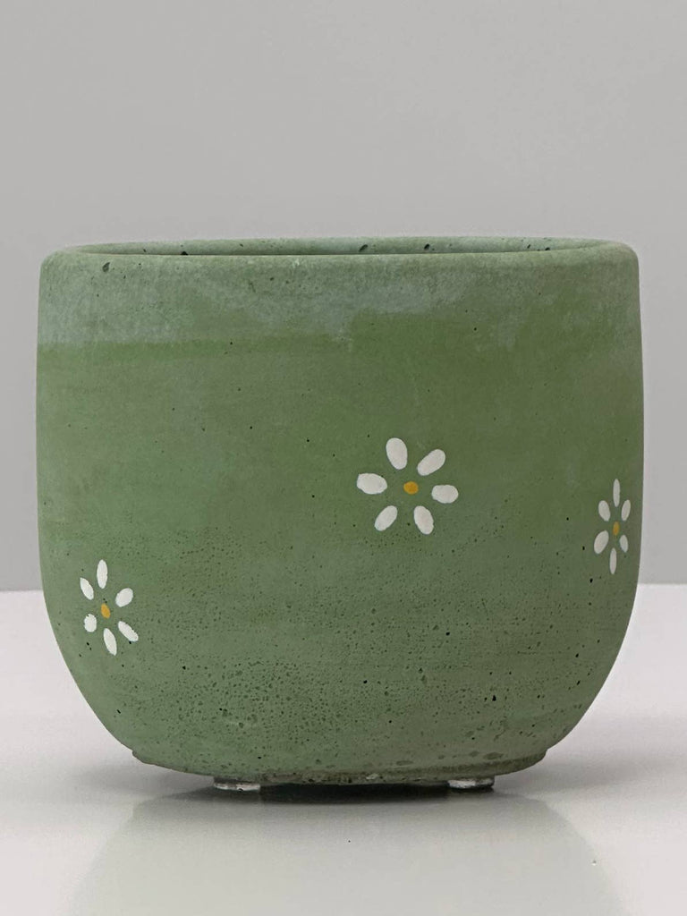 Bell Planter Painted - 4" | Plant Pot With Drainage Hole - Terra Cotta with Arches