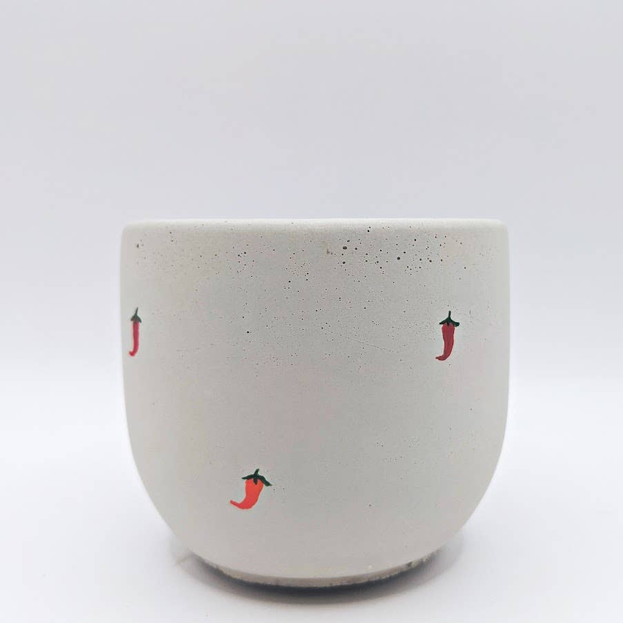 Bell Planter Painted - 4" | Plant Pot With Drainage Hole - Terra Cotta with Arches