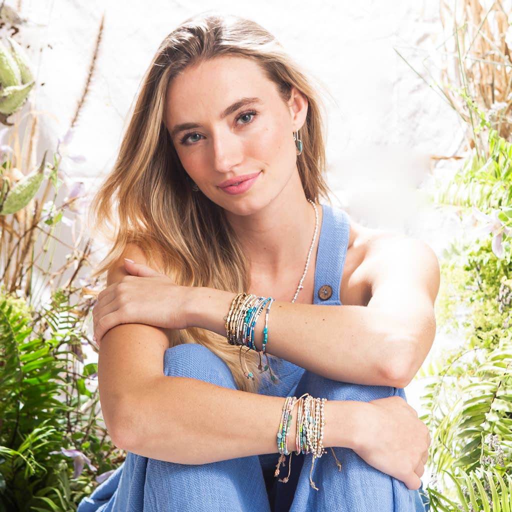 Mixed Media Bracelet - Sky/Turquoise/Silver