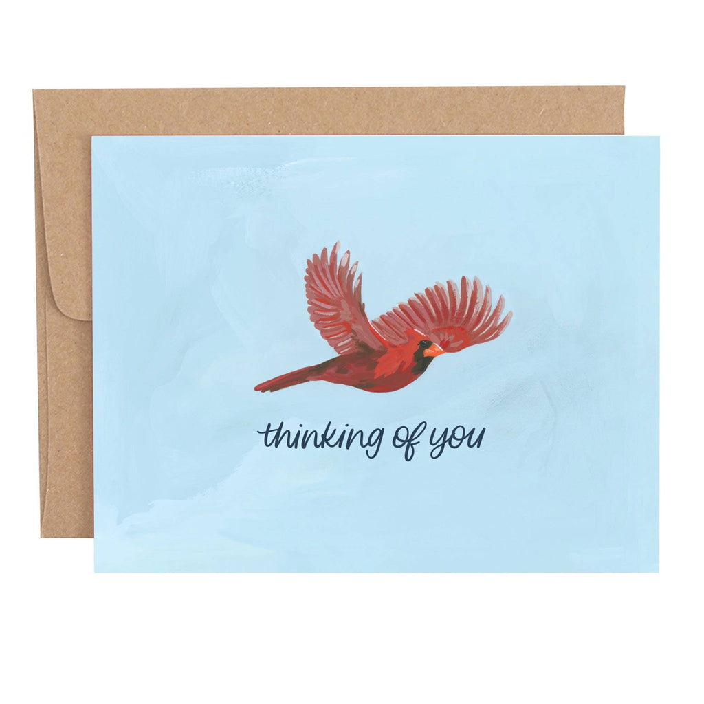 Thinking Of You Cardinal Bird Sympathy Greeting Card