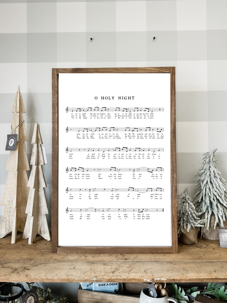 O Holy Night Hymn | Christmas Wall Decor, Made in the USA - Dark Walnut / 13x17"