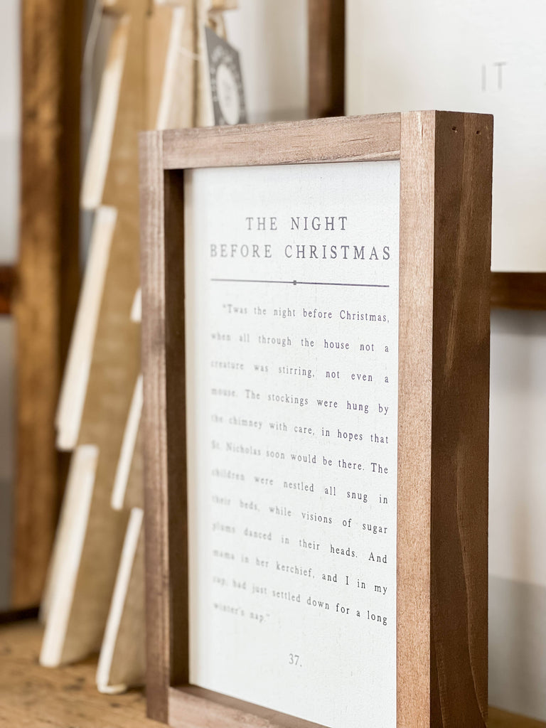 The Night Before Christmas | Christmas Wall Decor - White / Dark Walnut / 13x17"