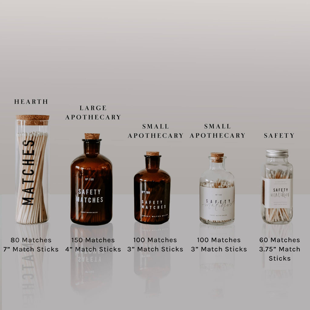 Large Apothecary Safety Matches, White - Home Decor & Gifts