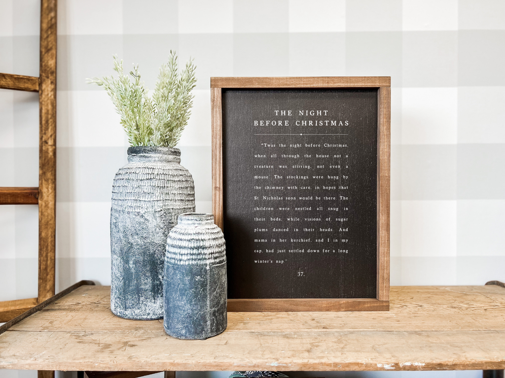 The Night Before Christmas | Christmas Wall Decor - White / Dark Walnut / 13x17"