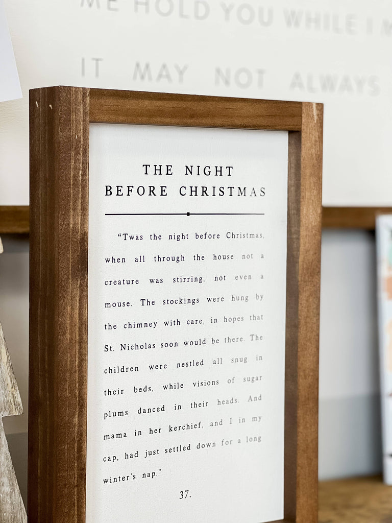 The Night Before Christmas | Christmas Wall Decor - White / Dark Walnut / 13x17"