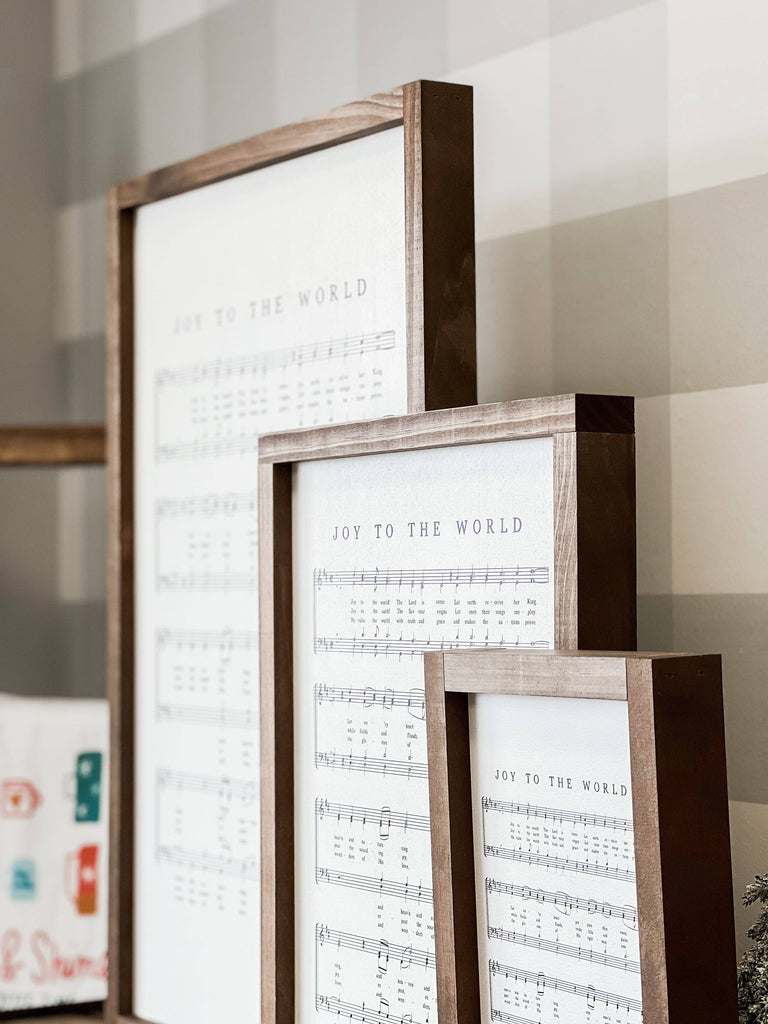 Joy to the World Hymn | Christmas Wall Decor Made in the USA - Dark Walnut / 13x17"