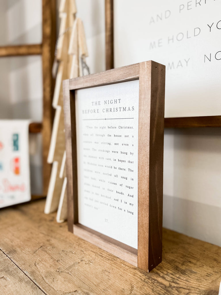 The Night Before Christmas | Christmas Wall Decor - White / Dark Walnut / 13x17"