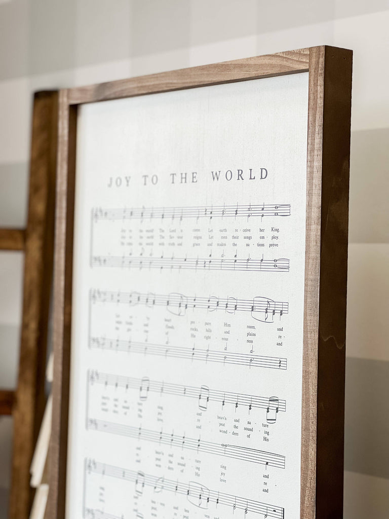 Joy to the World Hymn | Christmas Wall Decor Made in the USA - Dark Walnut / 13x17"