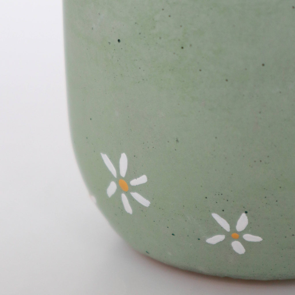 Bell Planter - Green with Daisies - 3"