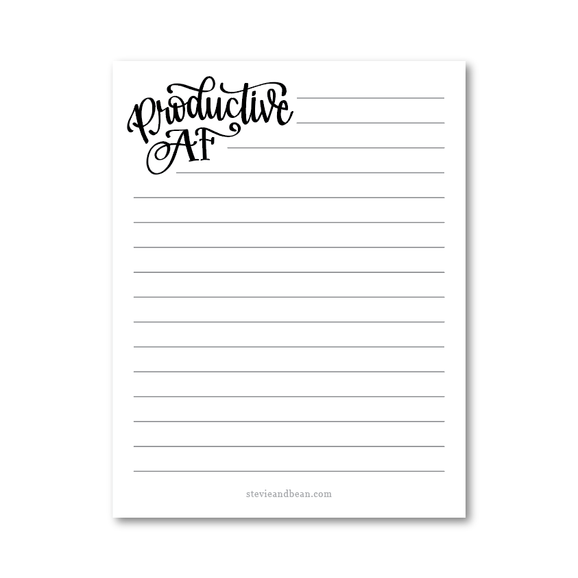 Stevie + Bean Paperie - Productive AF / Notepad