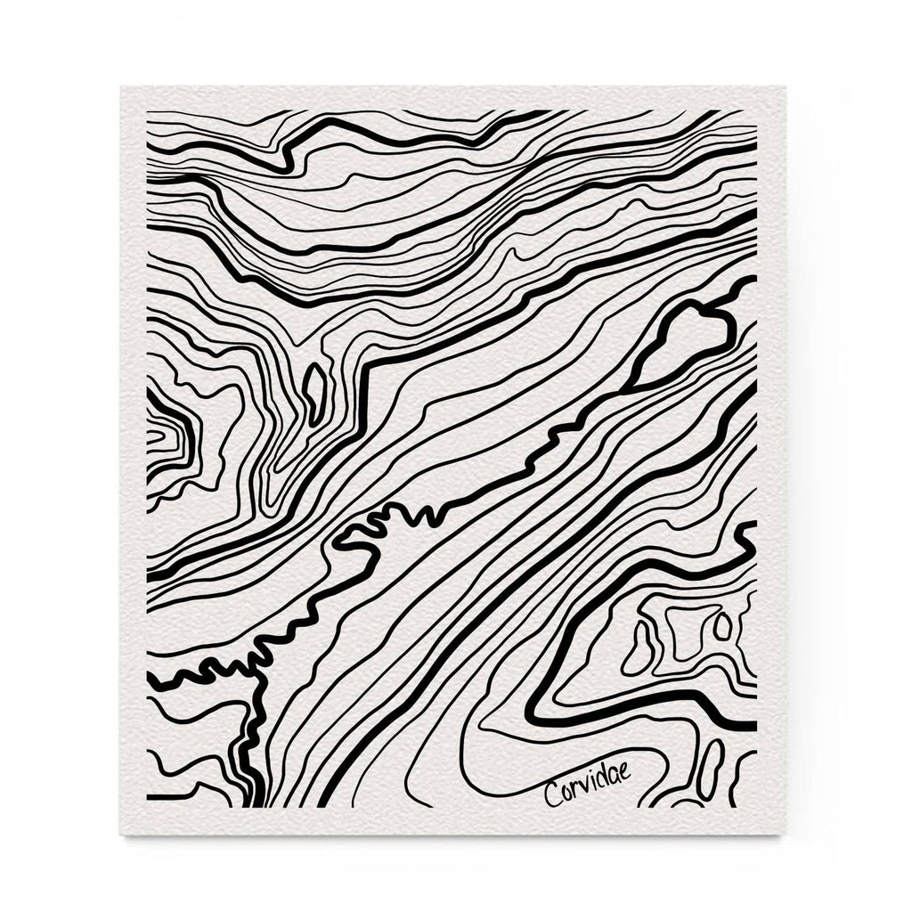 Corvidae drawings & designs - Topo Map Swedish Dishcloth