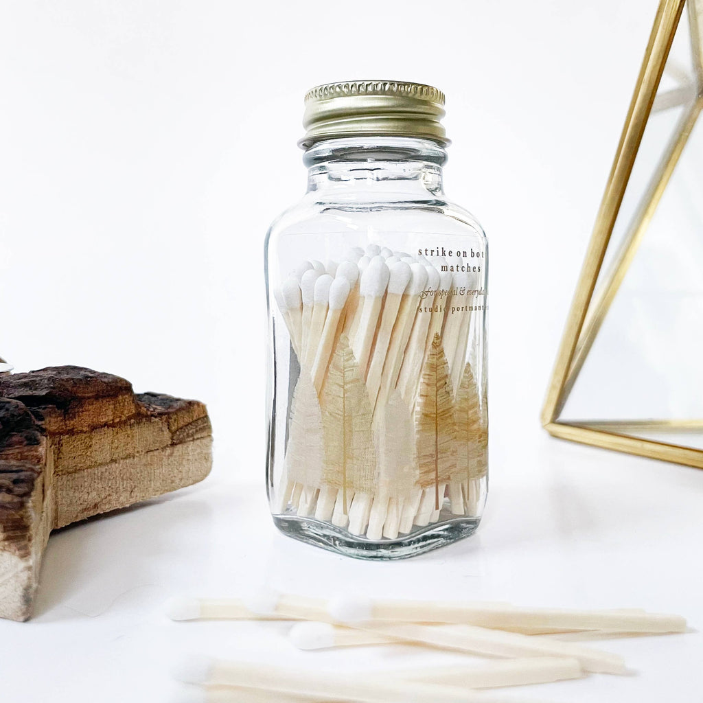 Studio Portmanteau - Noble Fir Trees 2" White Match Jar