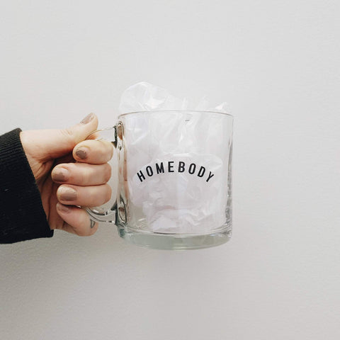 Homebody Glass Coffee Mug -Williamraedesigns
