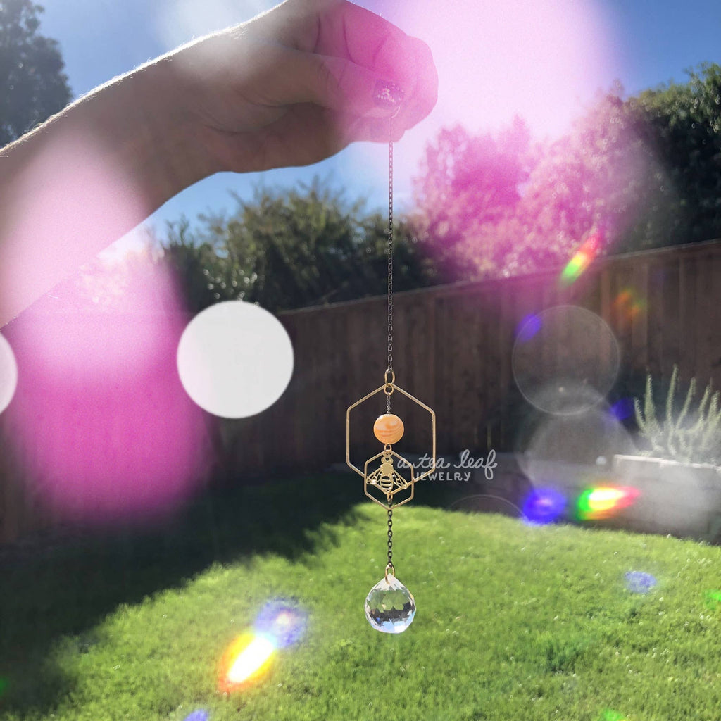 Honeybee Suncatcher with Glass Crystal Prism