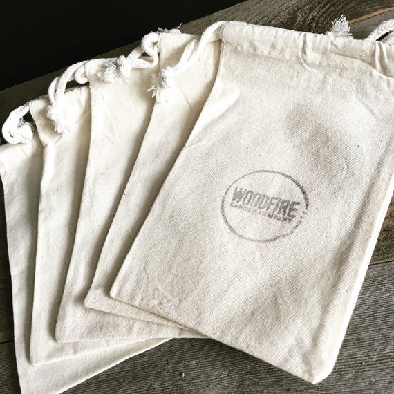 Hand Stamped Cotton Gift Bag - Woodfire Candle Co