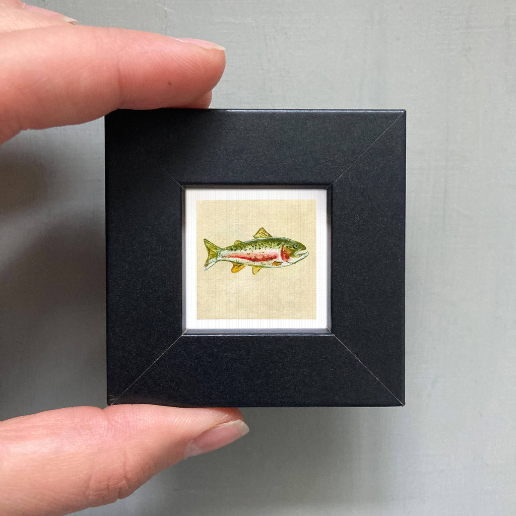 Rainbow Trout Mini Art Print - 1.5"-2.5" Framed - Wooden Wall Frame