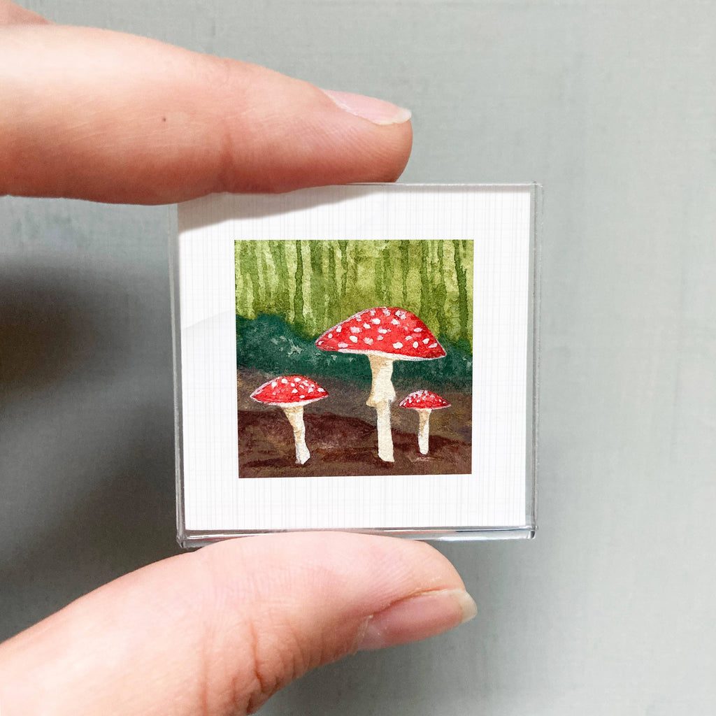 Mushroom Nature Mini Art Print - 1.5"-2.5" Framed - White Frame