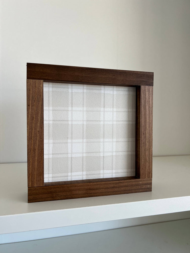 Buffalo Check Pattern | Watercolor Wall Decor, Home Decor - Cream / Dark Walnut / 9x9"