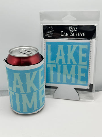 LAKE TIME (Blue) Neoprene Can Sleeve - No Packaging. Just Product.