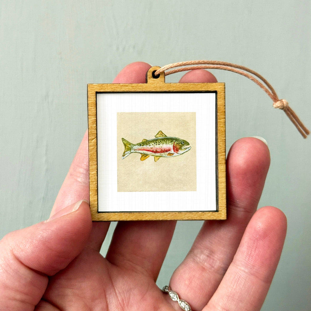 Rainbow Trout Mini Art Print - 1.5"-2.5" Framed - Wooden Wall Frame