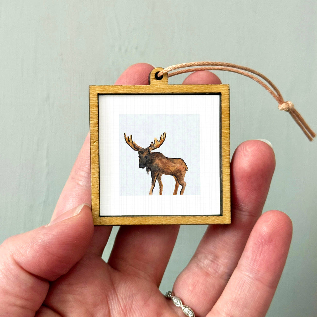 Moose Mini Art Print - 1.5"-2.5" Framed  - Black Frame