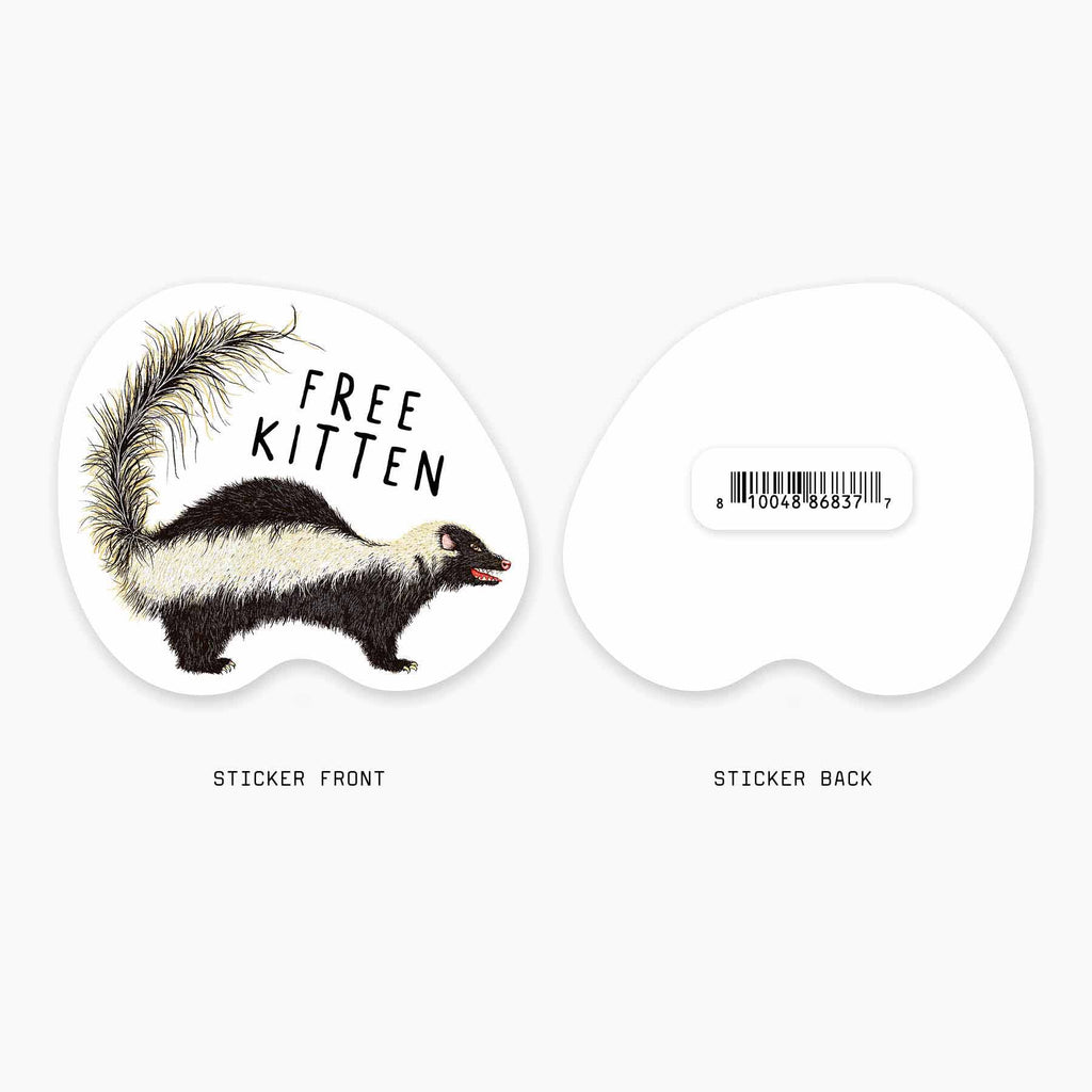 Free Kitten - 3” Art Sticker - No Barcode