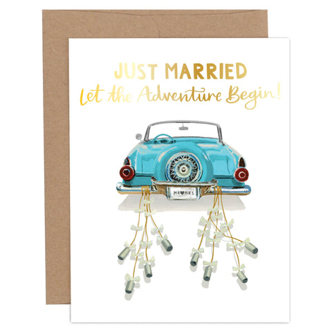 Just Married Congratulations + Wedding Greeting Card