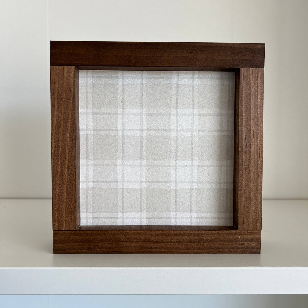 Buffalo Check Pattern | Watercolor Wall Decor, Home Decor - Cream / Dark Walnut / 9x9"