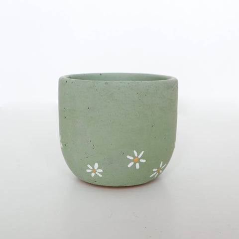 Bell Planter - Green with Daisies - 3"