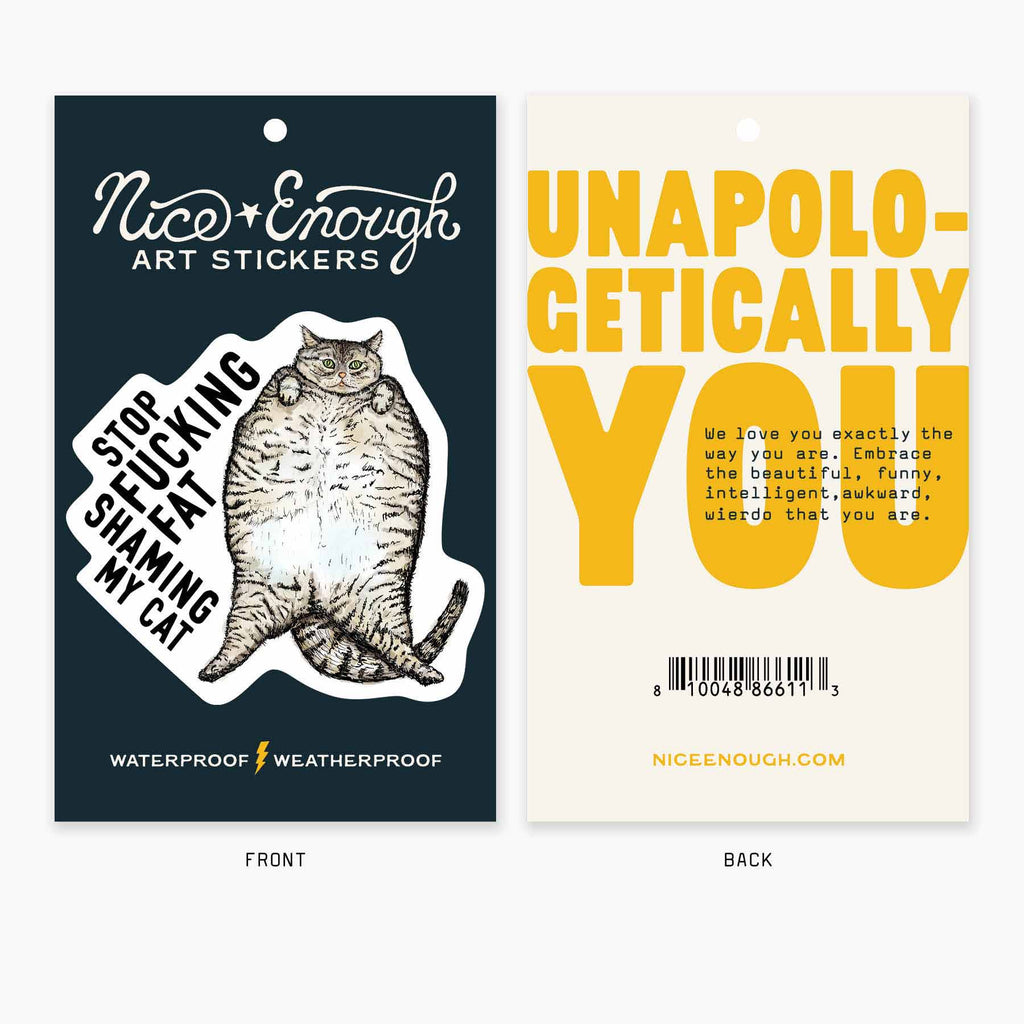 Fat Cat - 3" Art Sticker - No Barcode