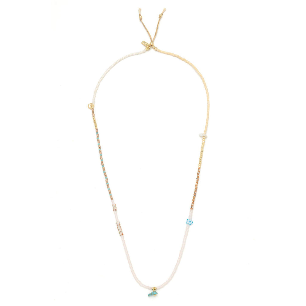 Mixed Media Wrap Bracelet/Necklace - Tranquility/Turquoise/G