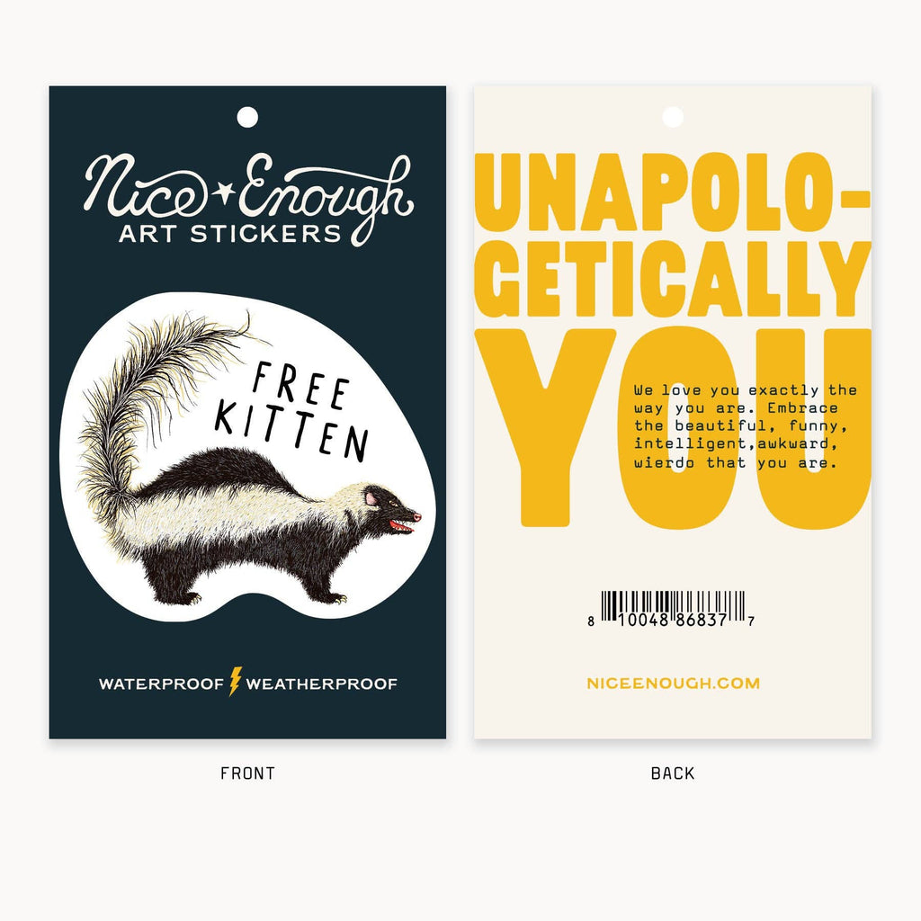 Free Kitten - 3” Art Sticker - No Barcode