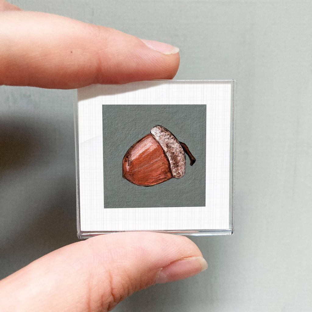 Acorn Mini Art Print - 1.5"-2.5" Framed  - Wooden Wall Frame