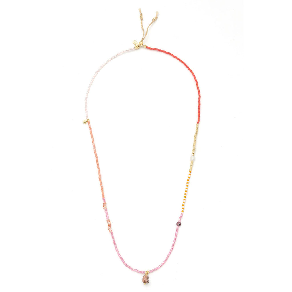 Mixed Media Wrap Bracelet/Necklace - Love/Rhodocrosite/Gold