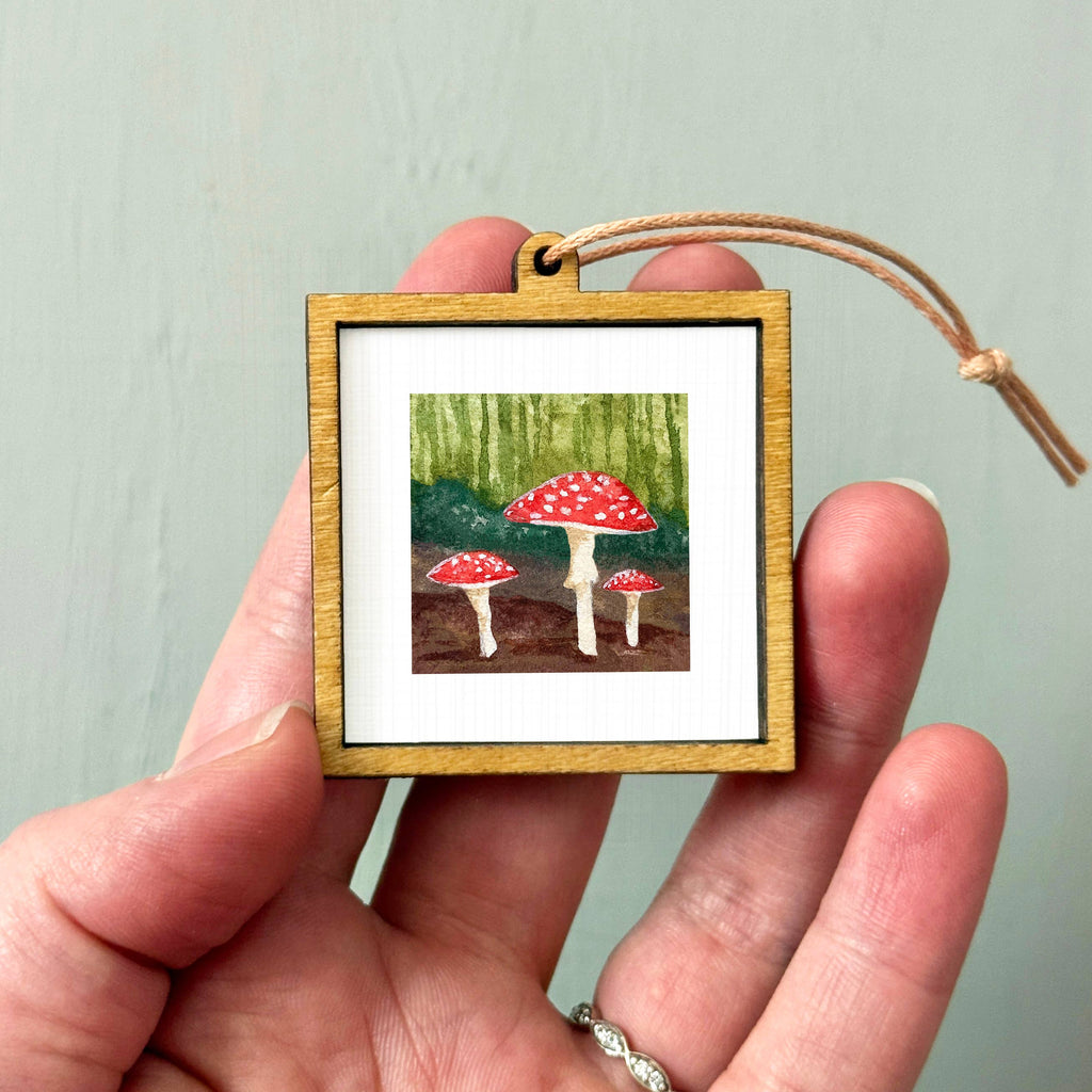 Mushroom Nature Mini Art Print - 1.5"-2.5" Framed - White Frame