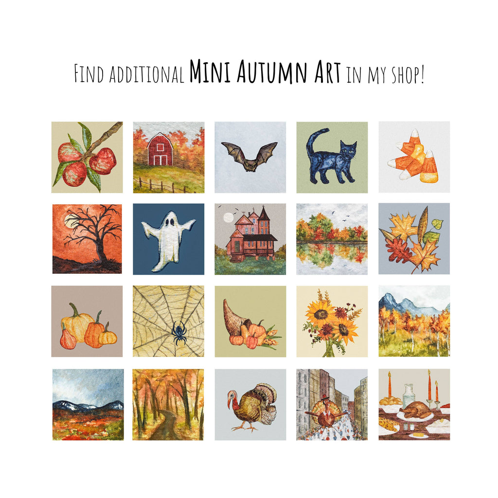 Autumn Lake Mini Art Print - 1.5"-2.5" Framed  - Wooden Wall Frame