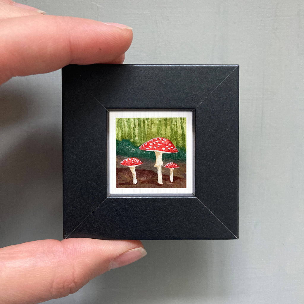 Mushroom Nature Mini Art Print - 1.5"-2.5" Framed - White Frame