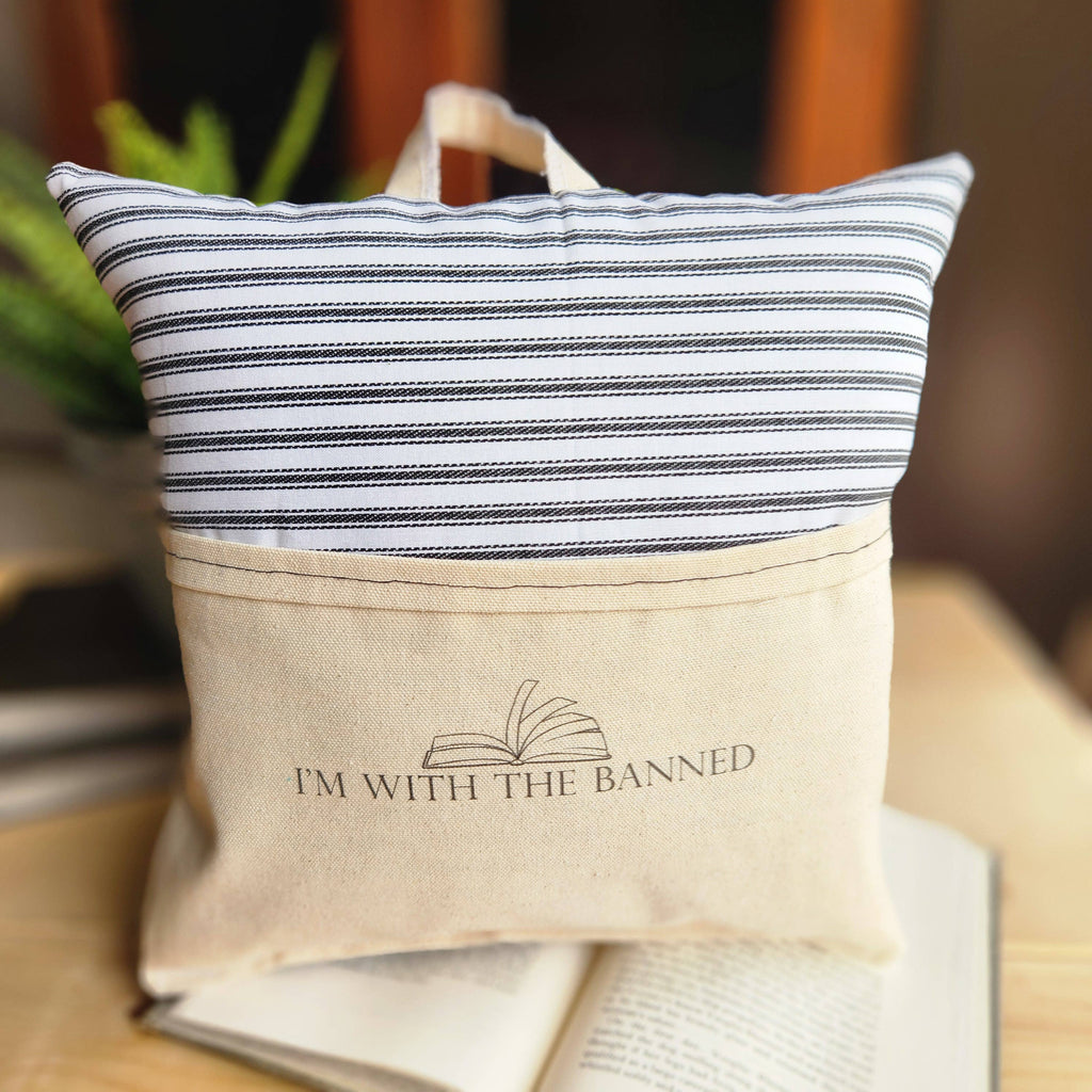 I'm With the Banned, Reading Pillow, b/w ticking