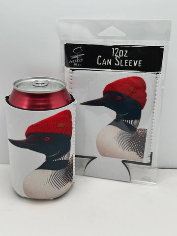 Loon in a Beanie Neoprene Can Sleeve  - No Packaging. Just Product.