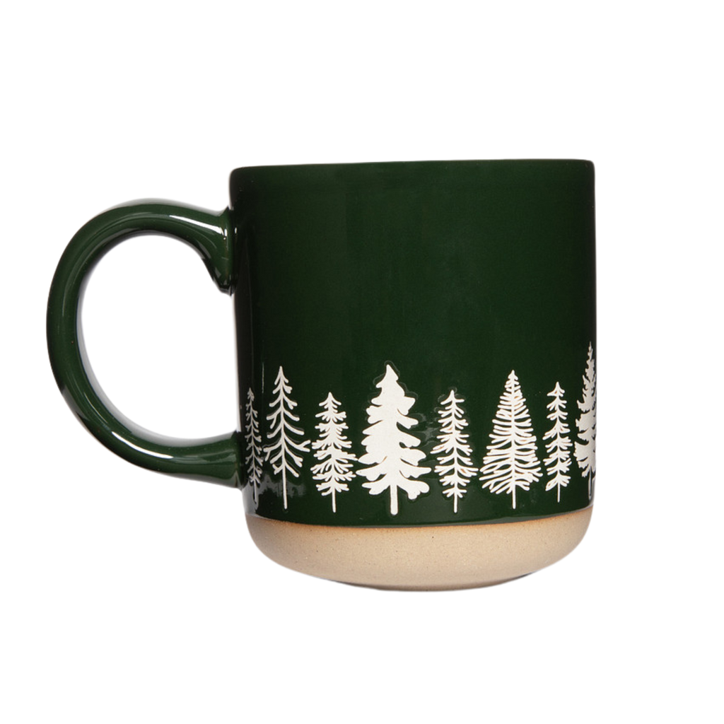 Pine Trees Stoneware Coffee Mug - Christmas Decor