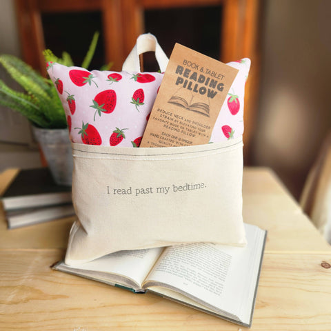 I read past my Bedtime, Reading Pillow, strawberries