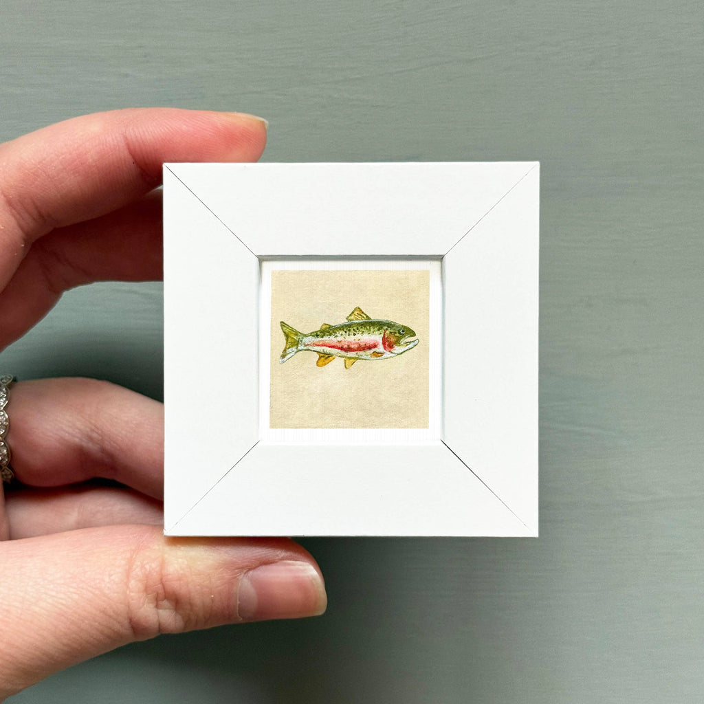 Rainbow Trout Mini Art Print - 1.5"-2.5" Framed - Wooden Wall Frame