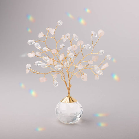Suncatcher Tree of Life - Rose Quartz/Love/Gold