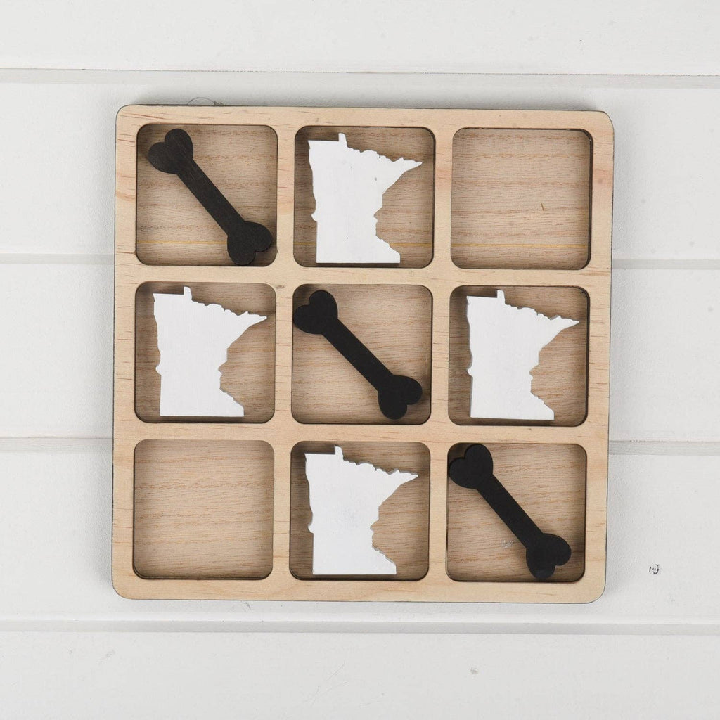 Minnesota Tic Tac Toe Board: Minnesota with Hockey Sticks