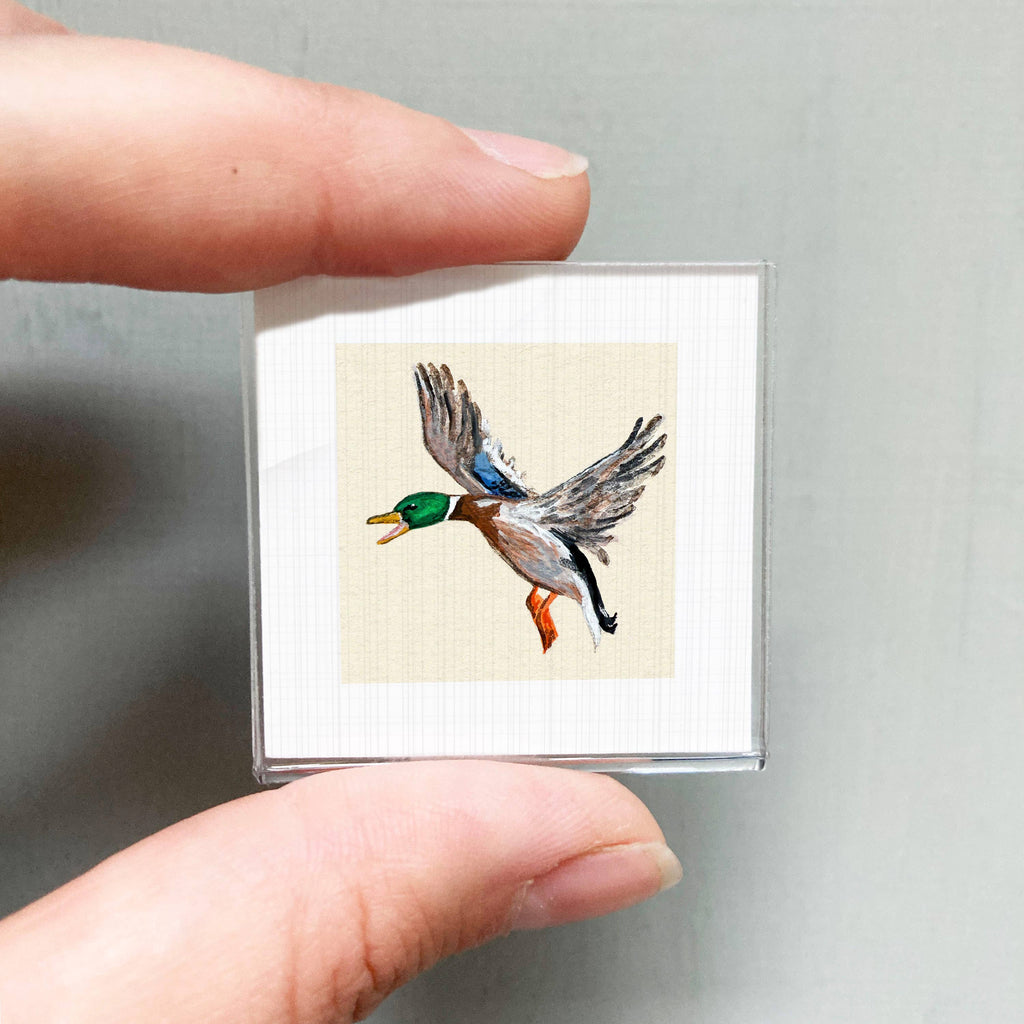 Mallard Duck Mini Art Print - 1.5"-2.5" Framed  - Wooden Wall Frame