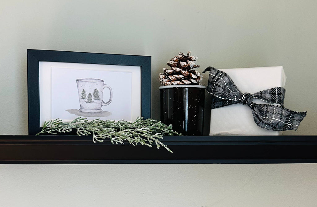 Framed 4x6 watercolor illustrated art-Evergreen tree mug